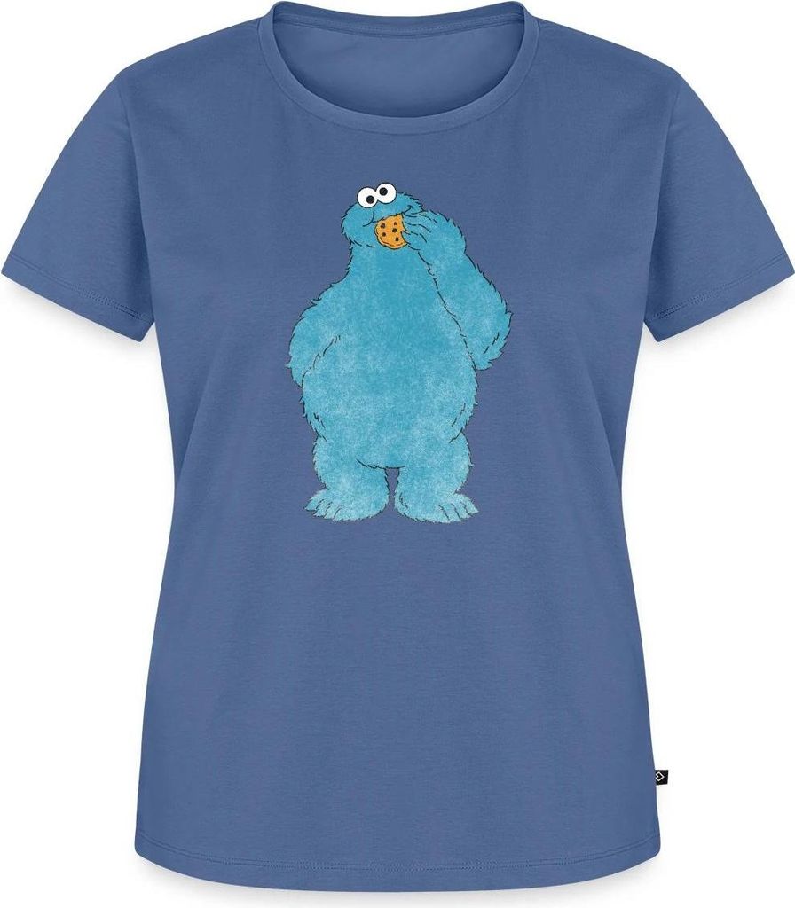 Spreadshirt Sesamstraße Krümelmonster Naschen Frauen Premium T-Shirt, XXL, Taubenblau