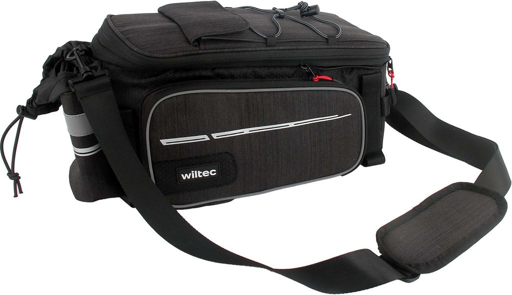 Wiltec Gepäckträgertasche schwarz, Fahrradtasche Gepäckträger bis 20 l Stauraum, wasserresistente Fahrrad Tasche, Gepäcktasche leichte Handhabung
