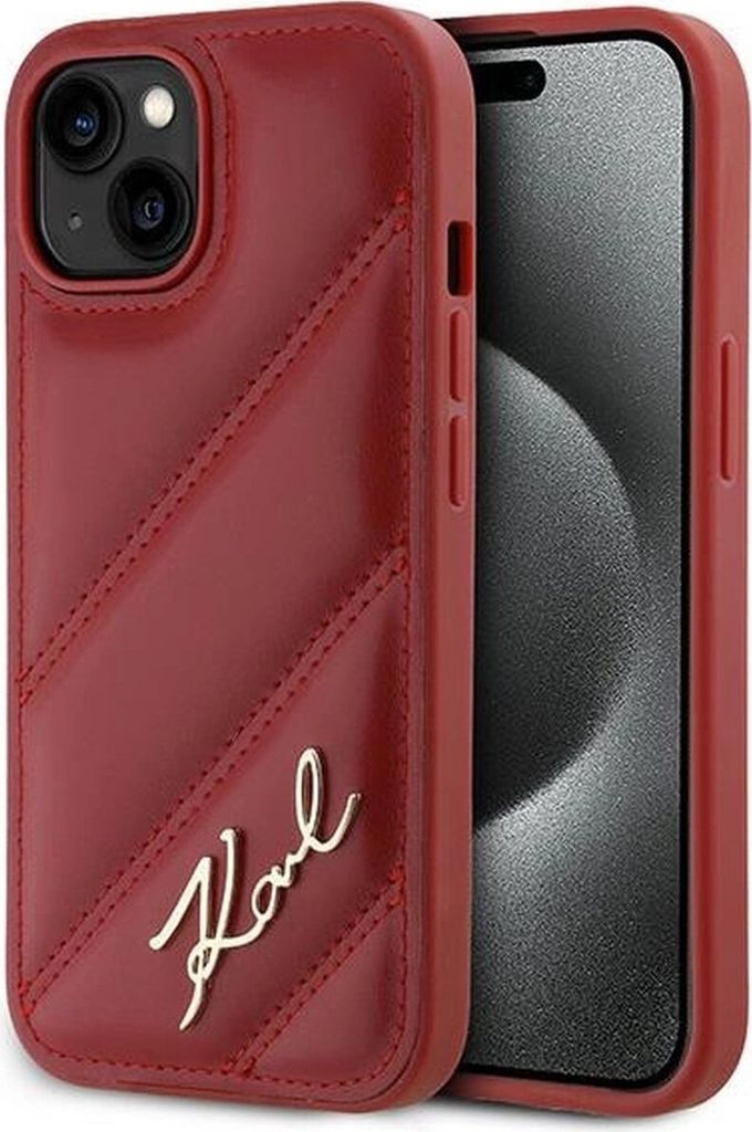 Karl Lagerfeld KLHCP15SPQDSMGR iPhone 15 / 14 / 13 6.1" rot hardcase Diagonal Quilted Script Schutzhülle