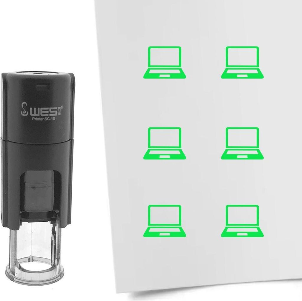 CombiCraft Selbstfärbender Stempel 'Laptop' in der Farbe Grün, Ø10mm