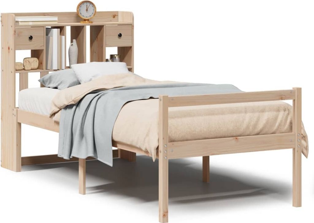 Massivholzbett mit Regal ohne Matratze 90x190 cm Kiefer