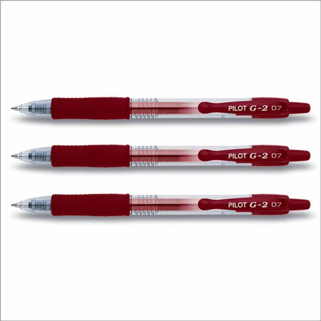 Pilot G2-07 Gelschreiber 3er Set Dunkelrot