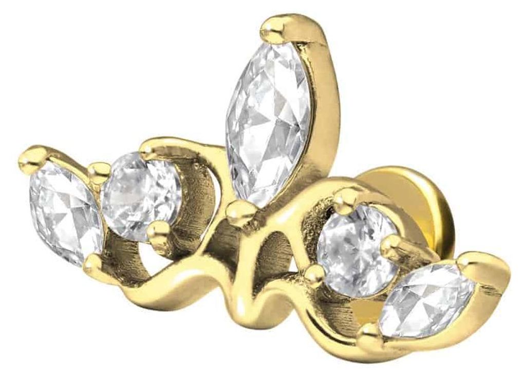 Ohrpiercing, Nasenpiercing Titan Labret mit Innengewinde GOTISCHE KRONE Gold Stablänge: 6mm | Stabstärke: 1,2mm