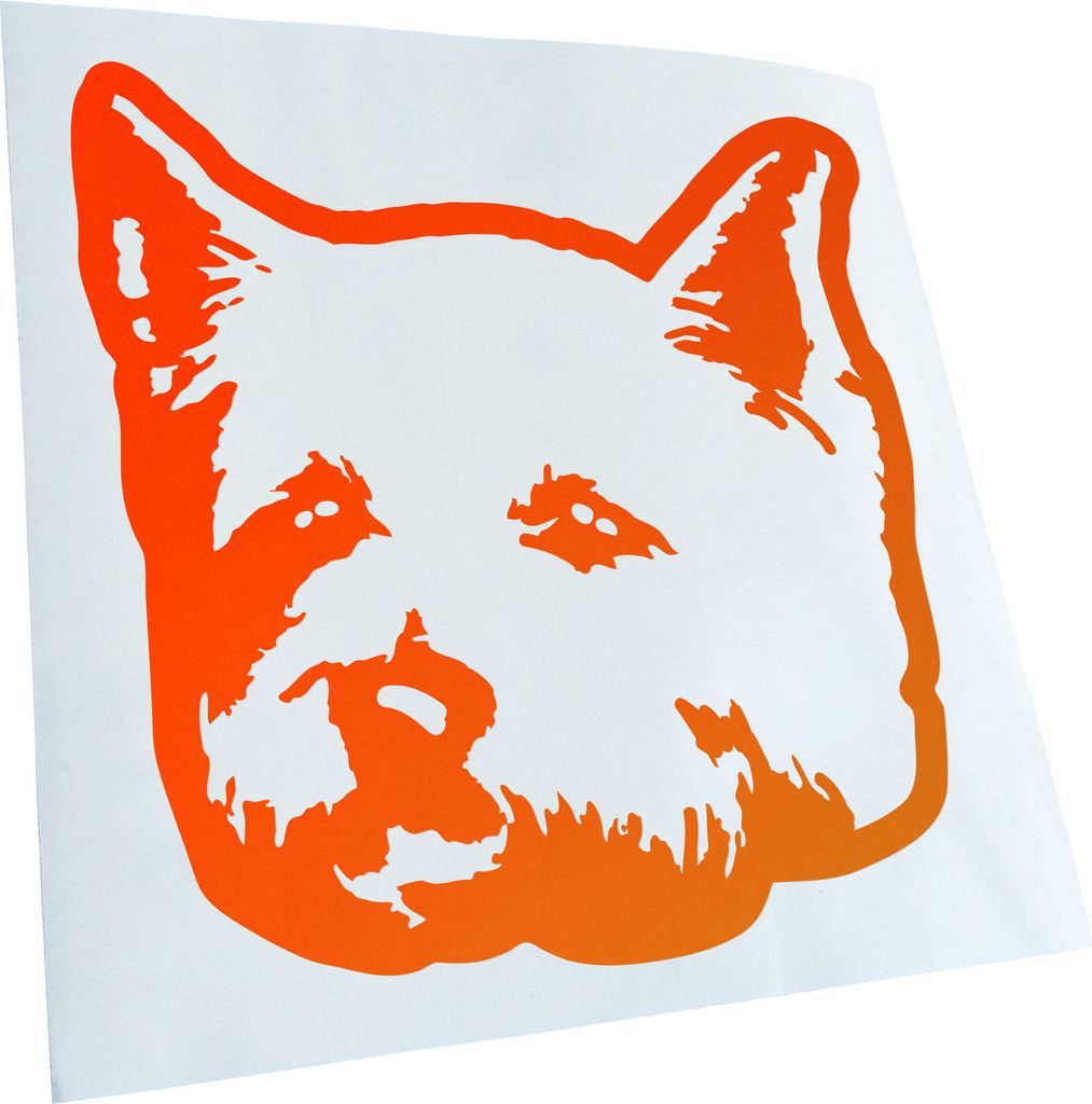 Kiwistar - Autoaufkleber - west highland white terrier Hund - Neonorange - 40x40cm - Aufkleber für Auto, Laptop, Fahrrad, LKW, Motorrad mehrfarbig...