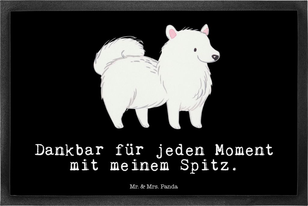 Mr. & Mrs. Panda Bodenvorleger Spitz Moment 40 x 60 cm - Schwarz - Geschenk, Türmatte, fußmatte, Schmutzfangmatte, Schmutzmatte, Fußabstreifer, ...