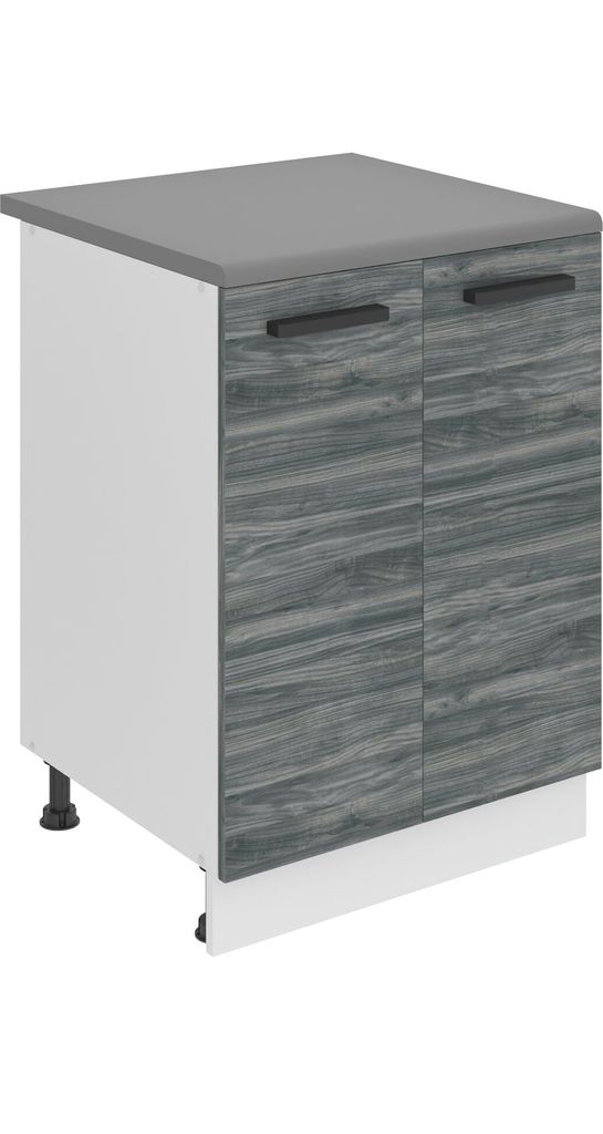 Belini Unterschrank Küche, Küchenunterschrank 60 cm Breite. SD2 Küchenunterschrank mit Arbeitsplatte. Küchenschrank mit 2 Türen, Glamour Wood