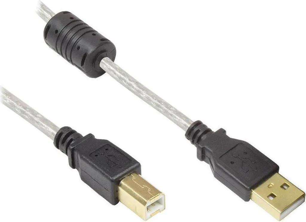 Cavo USB B 0.5m High-Speed Trasparente con Filtro Ferrite Anti-Disturbo