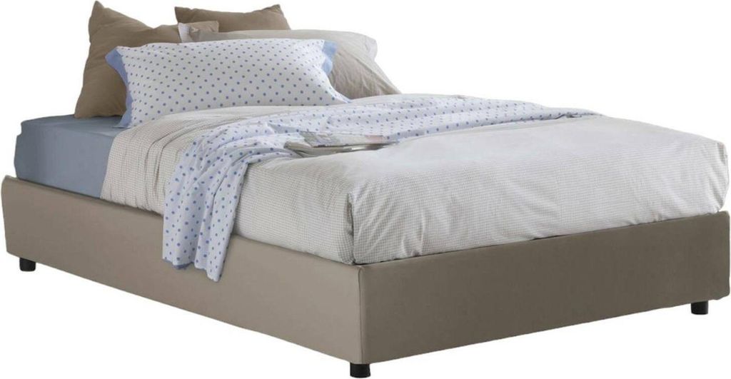 Doppelbett Dferro, Containerbett mit Kunstlederbezug, 100% Italy, Frontöffnung, passend für Matratze Cm 140x200, Turteltaube