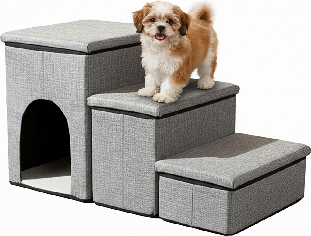 Zusammenklappbare Hundetreppe, 3 Stufen mit Stauraum