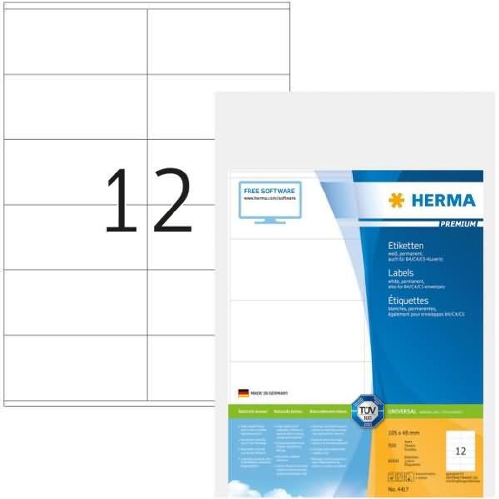 HERMA Universal Etiketten PREMIUM 105 x 48 mm weiß 6.000 Etiketten