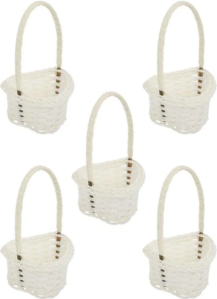Petit panier en rotin rouge avec poignée élégante pour bijoux et fleurs