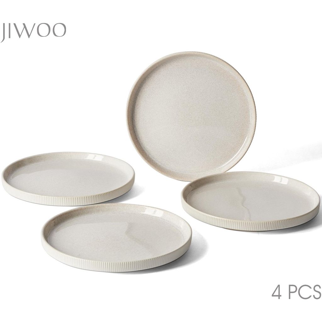 Teller set 4er Ø20 cm Keramik Speiseteller Dessertteller Pastateller Essteller für 4 Personen Flachteller set Mikrowellen- und Spülmaschinenfest