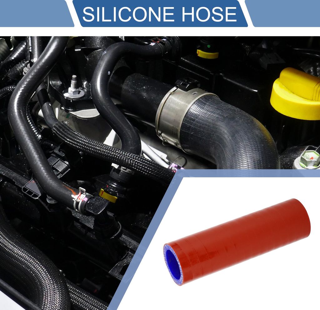 1 Stück 28mm/1,1" ID 127mm/5" Länge 0 Grad Rot Blau Auto Silikonschlauch Kühlmittelschlauch Universal