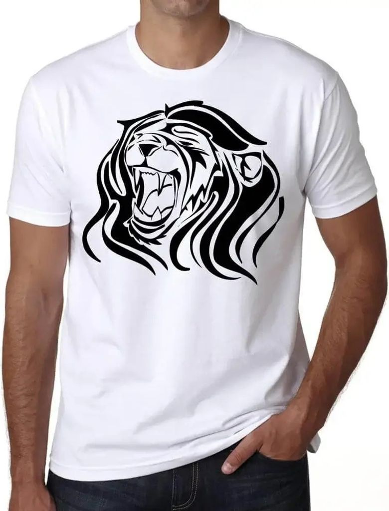 Herren Grafik T-Shirt Wütender Löwenkopf Tattoo 1 – Angry Lion Head Tattoo 1 – Öko-Verantwortlich Vintage Jahrgang Kurzarm Lustige Druck Geb...
