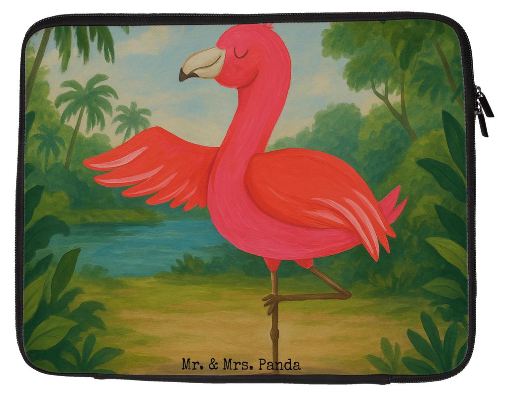 Mr. & Mrs. Panda Laptophülle Flamingo Yoga Design 27 x 36 cm - Weiß - Geschenk, Laptop Tasche, Hülle, Namaste, Baum, Notebook, Entspannung, Lapt...