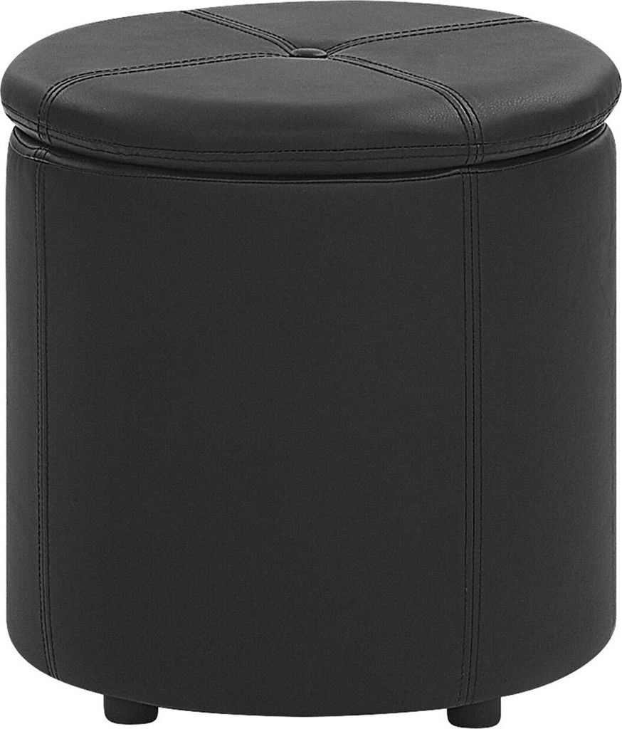 BELIANI Pouf Schwarz Kunstleder mit Deckel und praktischem Produktbild 