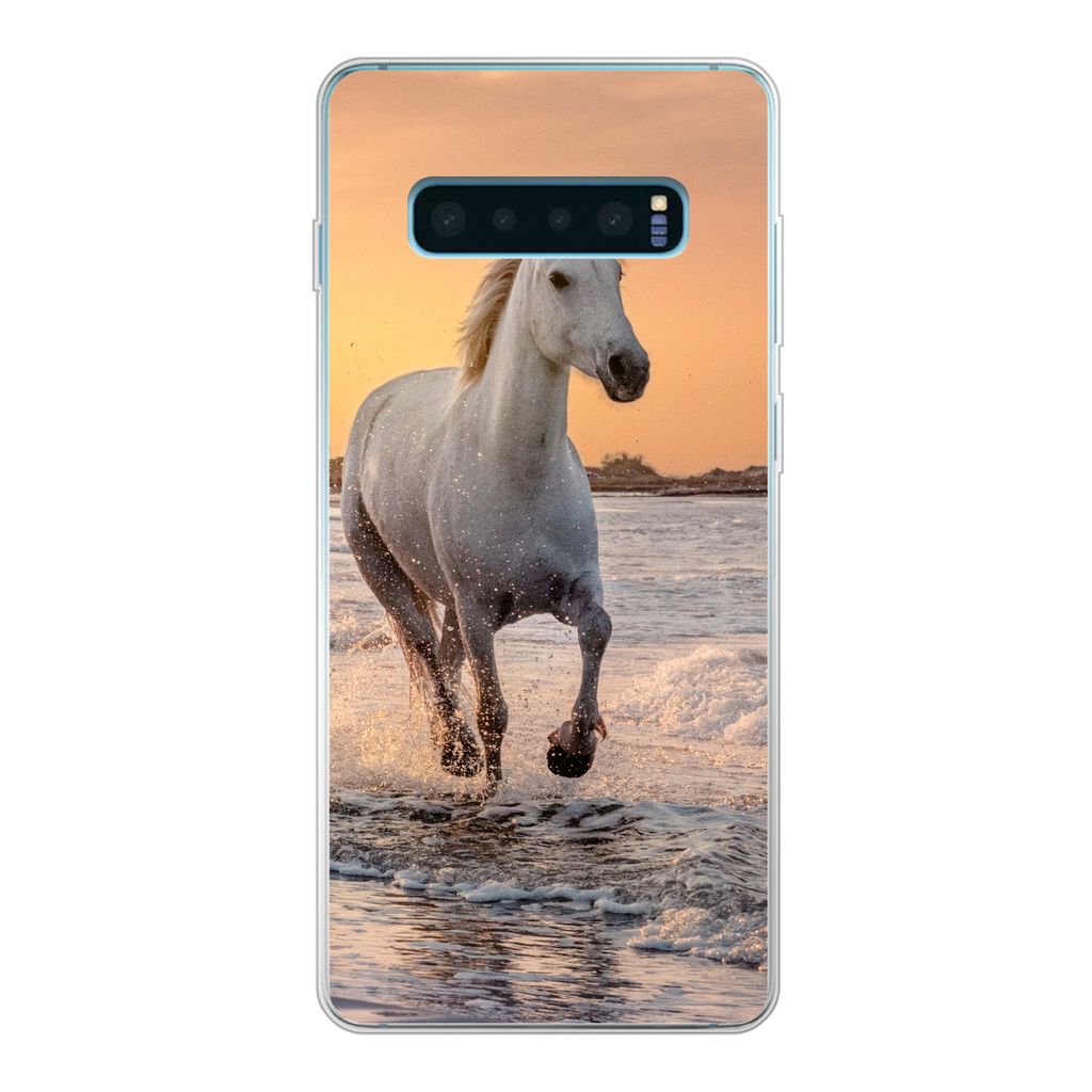 MuchoWow Handyhülle Schutzhülle Hülle für Samsung Galaxy S10 Lite Pferde - Sonne - Meer - Strand - Tiere Silikon Softcase Handy Hülle - Schutz