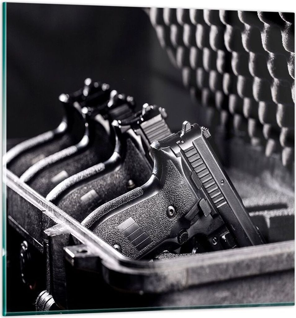 Bilder auf glas - Waffe Waffe Kugel - 50x50cm - Glasbilder - Wandbilder - Kunstdruck - zum Aufhängen bereit - Wanddekoration aus Glas - Glas Bilde...