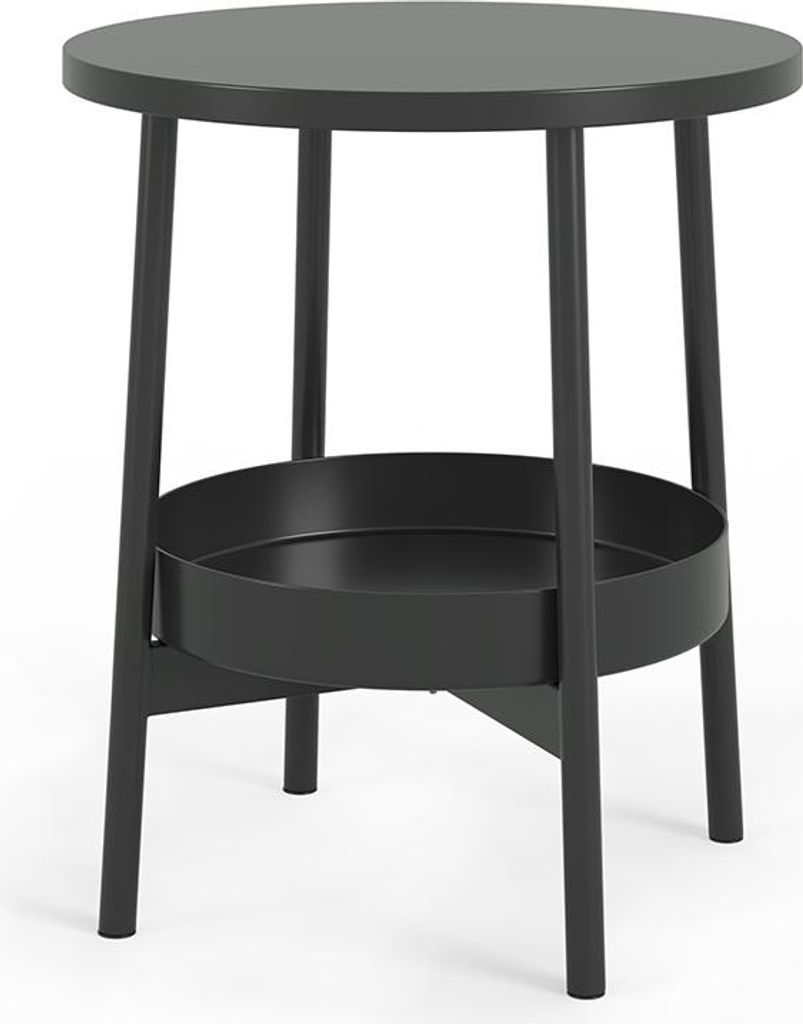 Beistelltisch Vicco Riono Schwarz 40 x 40 cm mit zusätzlicher Ablagefläche, Model 56456