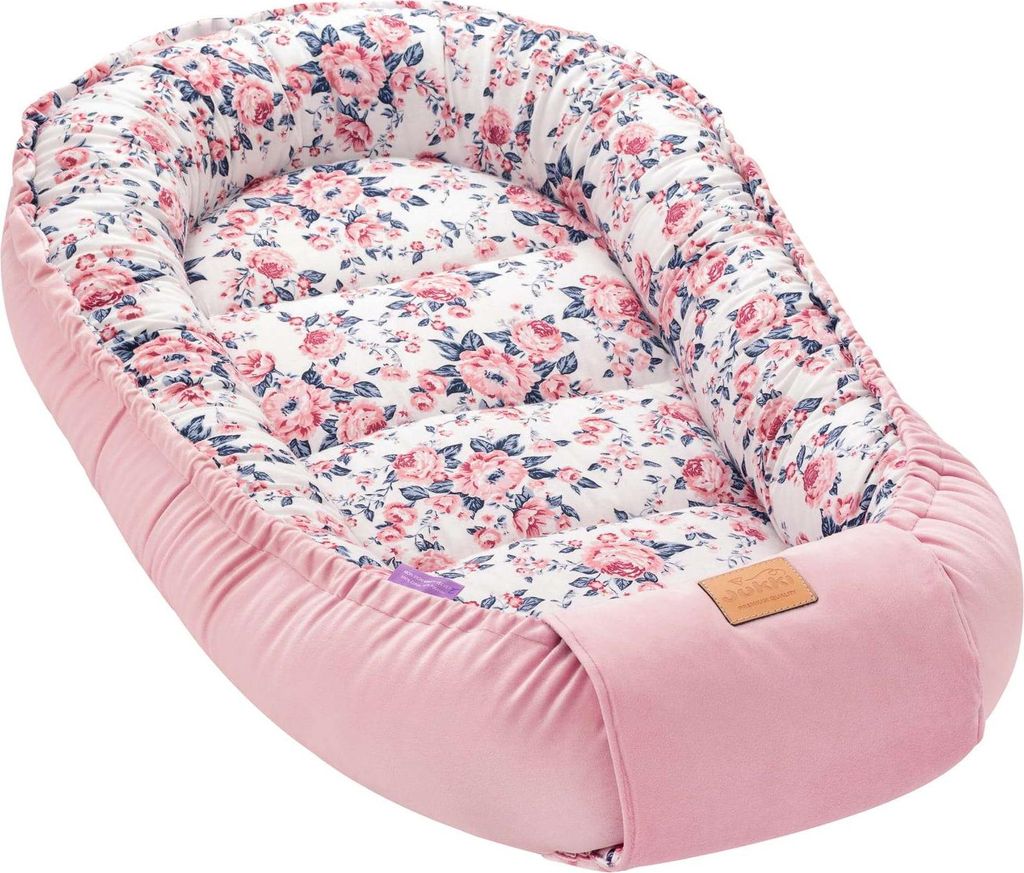 Roses & Smokey Pink Soft Velvet Babynest Kokon Comfort Produktbild 