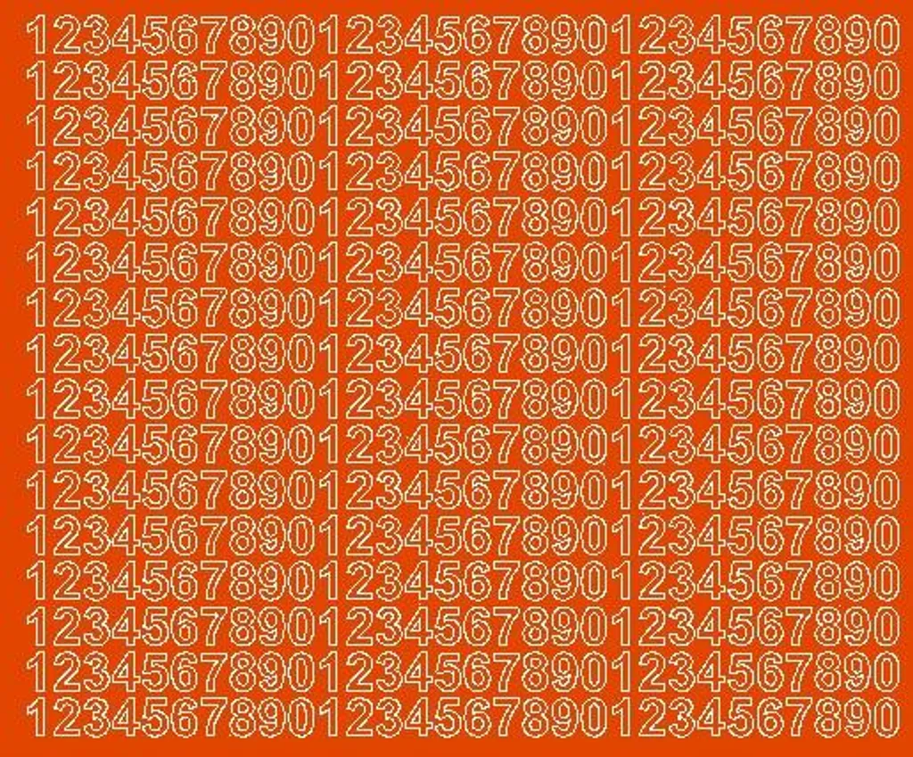 Fornitura Numeri Adesivi 1 cm Arancione Opaco | Marking Industriale