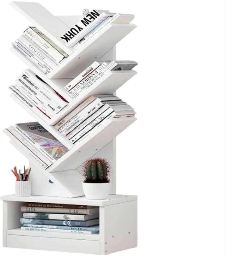 Bücherregal – Holzregal – Aufbewahrungsregal – 8 Ebenen – Universelles Regal – Weiß – 34 x 20 x 100 cm