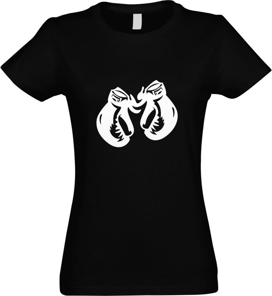 Kiwistar - T-Shirt tailliert - Damen - schwarz - Boxhandschuhe - mit Motiv Bedruckt - Funshirt Design - Sport - Freizeit - Damen - XL