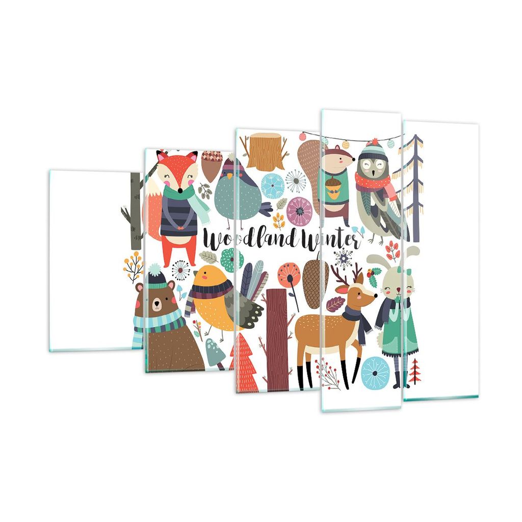 Bilder auf glas - Winter Baum Wald Tiere - 150x100cm - Glasbilder - Wandbilder - Kunstdruck - zum Aufhängen bereit - Wanddekoration aus Glas - Gla...