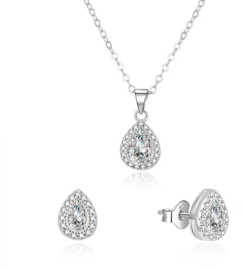 Bijoux zircons scintillants : parure collier boucles d'oreilles éclatantes