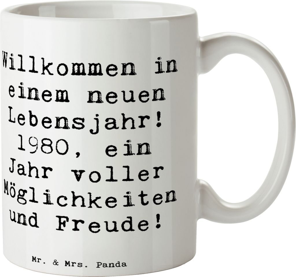 Mr. & Mrs. Panda Teepott Spruch 1980 Geburtstag - Weiß - Geschenk, Geburtstagsjahr, ein Jahr voller Möglichkeiten, Kaffeebecher, Willkommen in ei...