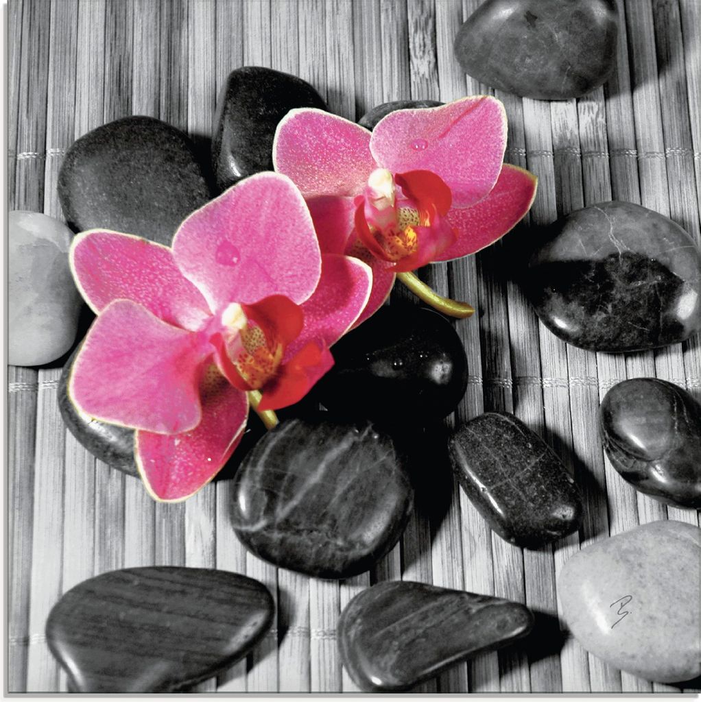 ARTland Glasbild Asiatische Komposition II - Orchideen Größe: 30x30 cm