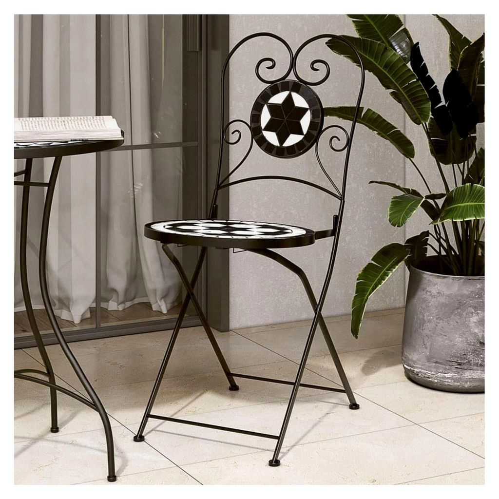 Bistrostühle klappbar 2 Stück schwarz und weiß Keramik-Möbel