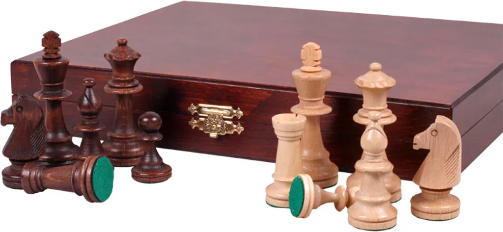 Jeu d'échecs Staunton Nr5 Lux en coffret bois de luxe poli - Pièces plombées