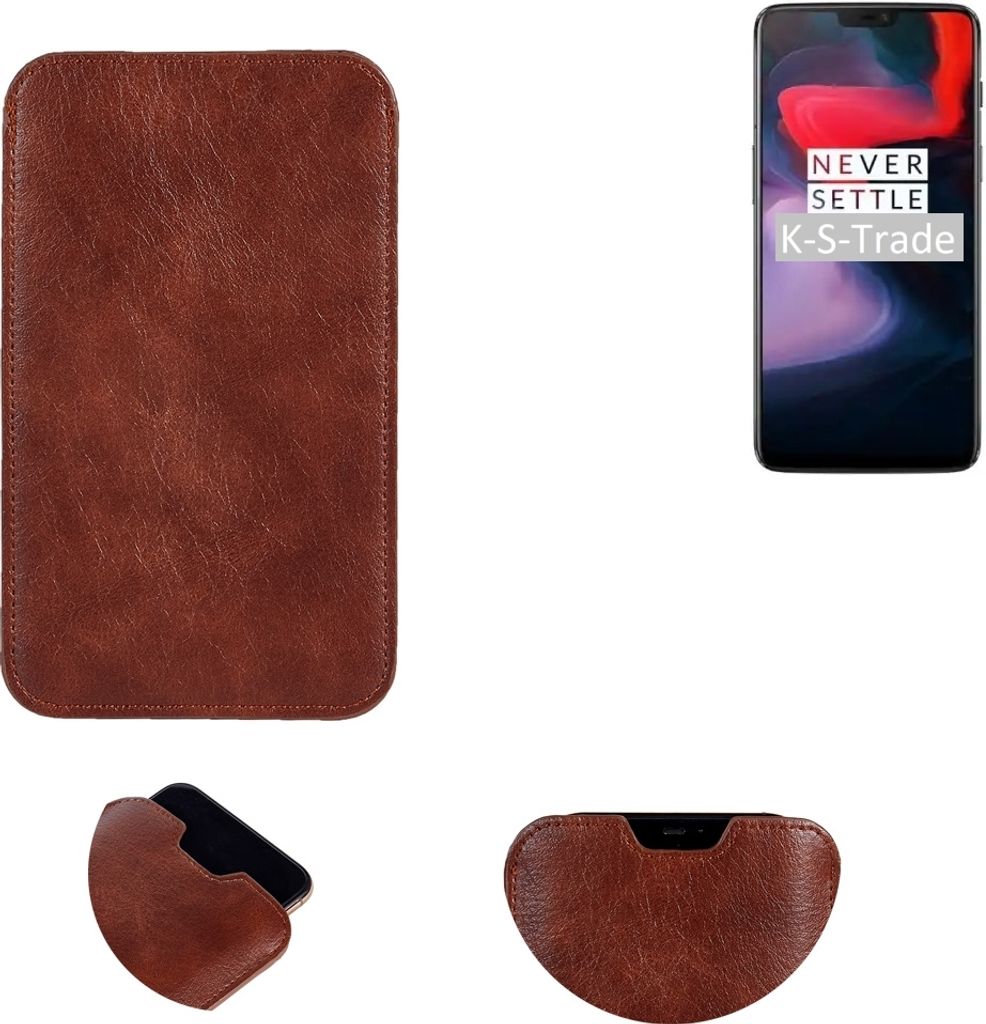 K-S-Trade Schutzhülle Handyhülle kompatibel mit OnePlus 6 Handytasche Kunstleder Sleeve in braun
