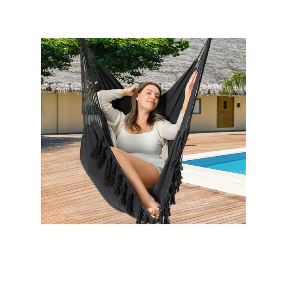 Hamac fauteuil de relaxation intérieur et extérieur graphite style boho - 11