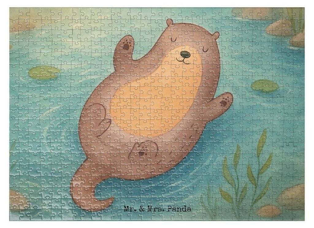 Mr. & Mrs. Panda Puzzle Otter Umarmen Design 551 Teile - Weiß - Geschenk, Hallo, glücklich, Puzzlespiel, gut Gelaunt, Geduldspiel, Optimistisch, ...