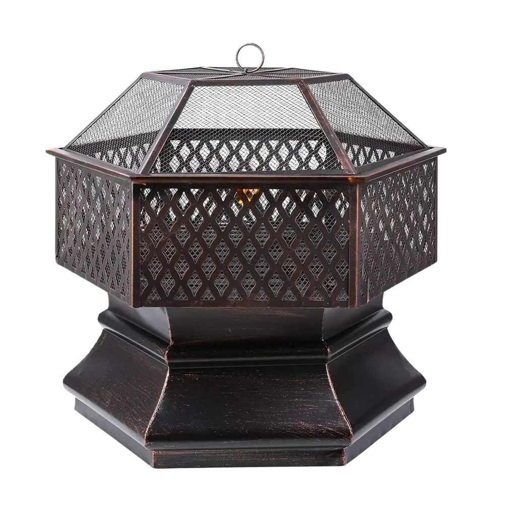 Garten-Grill – Feuerkorb – Feuerschale – Terrassenofen – Räuchergrill – Für Außenbereich BBQ – Stahlgerät mit flammenhemmendem Gitt...