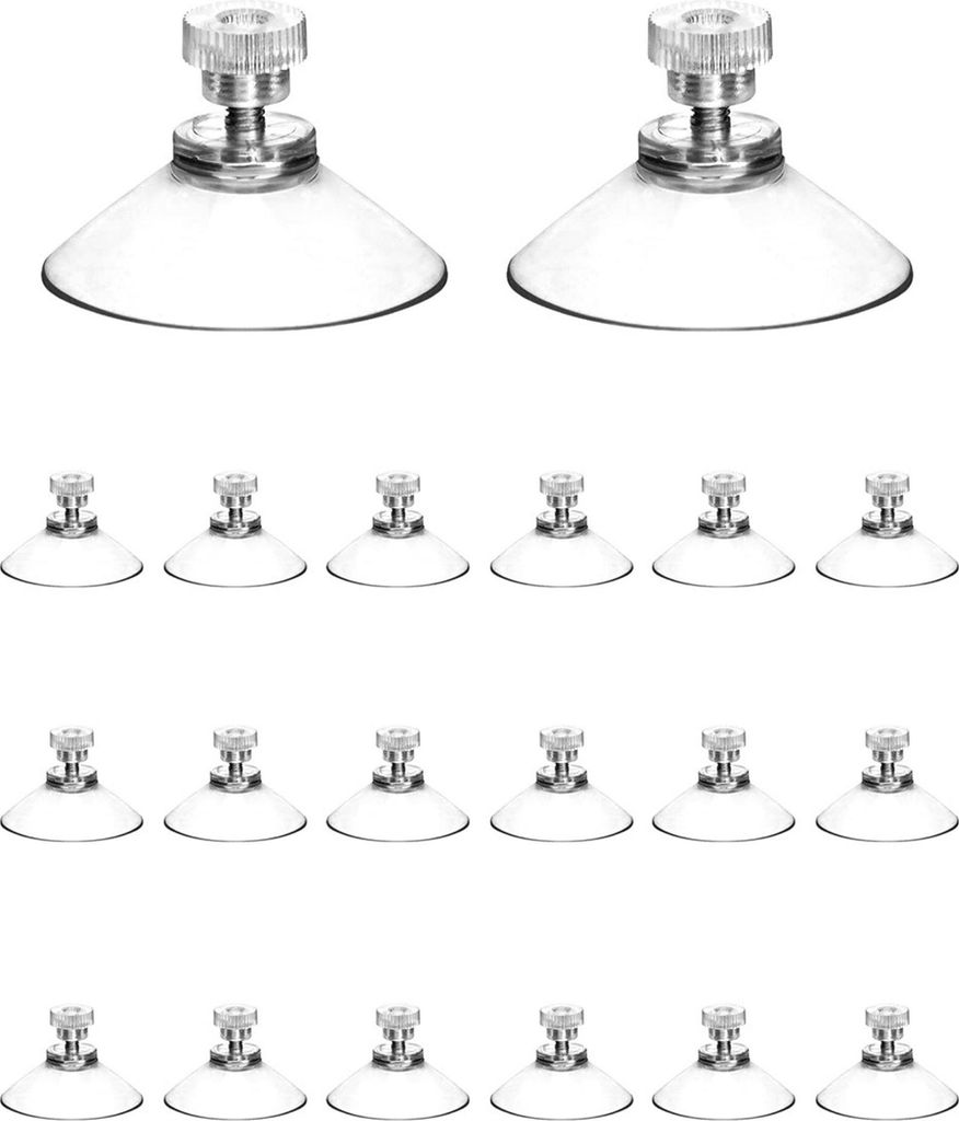 20 Stück Saugnapfhaken für Glasschrauben, Saugnapf, 41 mm, PVC, transparenter Saugnapf, Überwurfmutter, M4-Gewinde