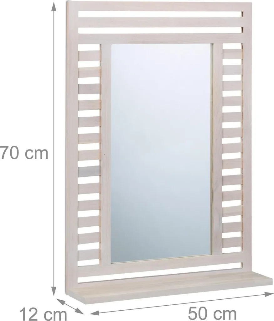 Miroir de salle de bain blanc vintage - Tablette intégrée et cadre robuste - 3