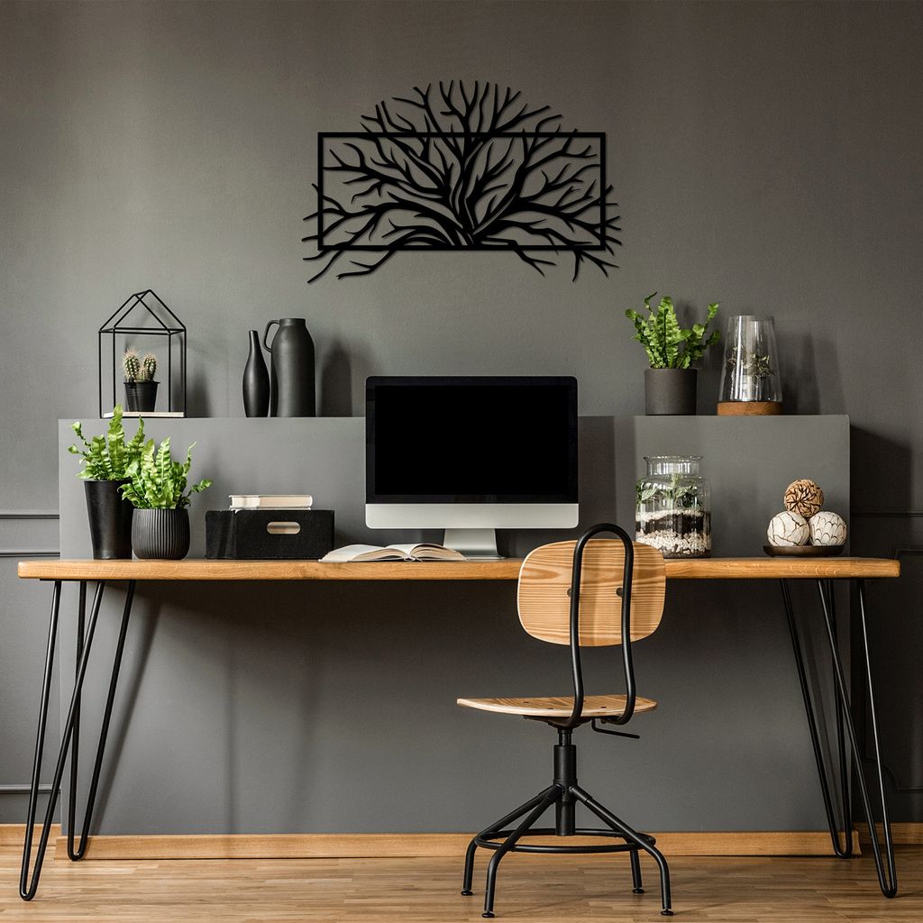Wallity, Tree- TNL2274, Schwarz, Sonstige WohnNachbildungationen, 70 x 44 cm, 100% Metall (Dicke: 1