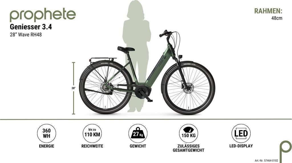 PROPHETE GENIESSER 3.4 Mittelmotor City E-Bike 28", 360 Wh Produktbild 6