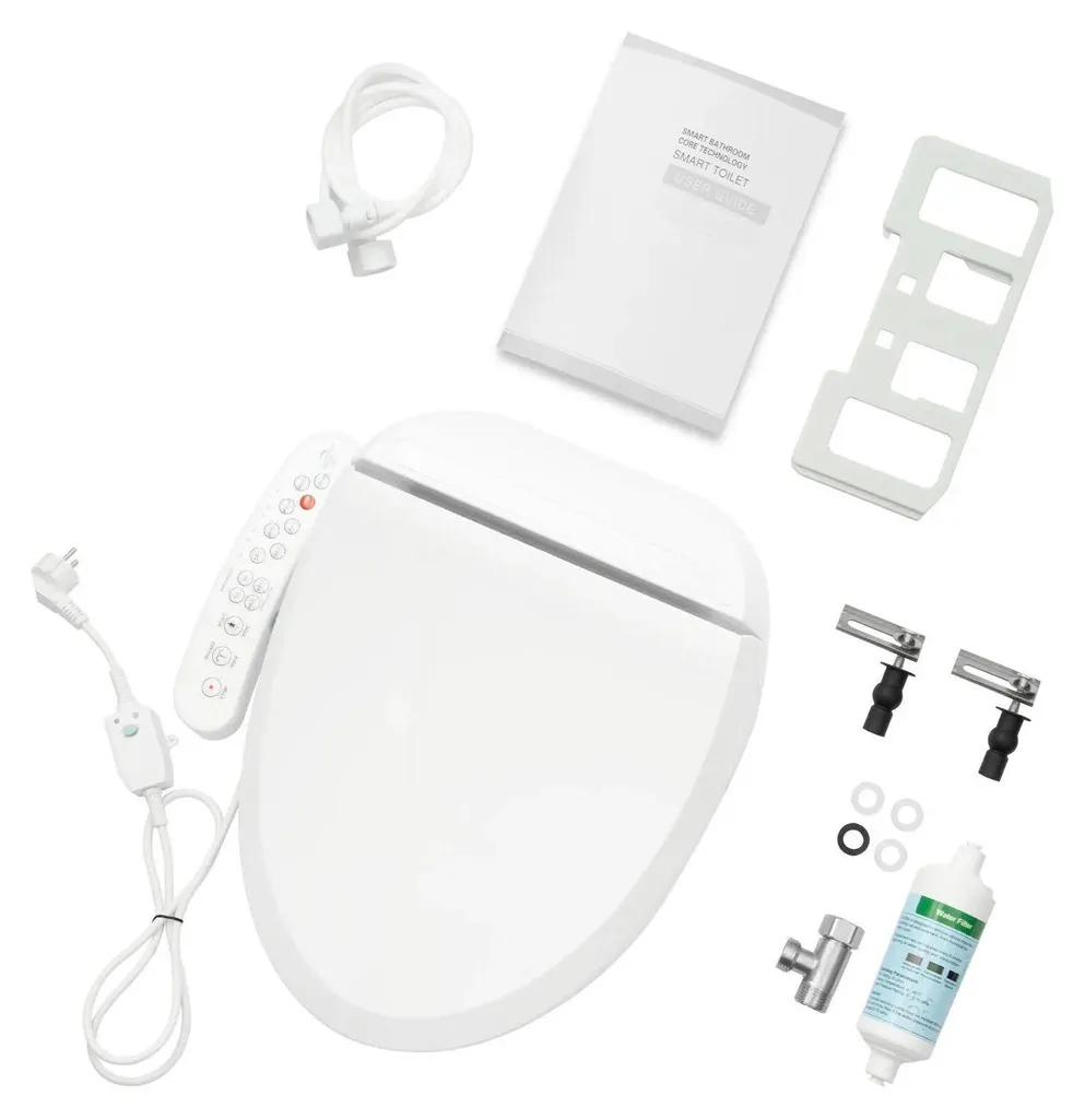 Siège de douche-toilette blanc chauffant à température variable Pro-V1