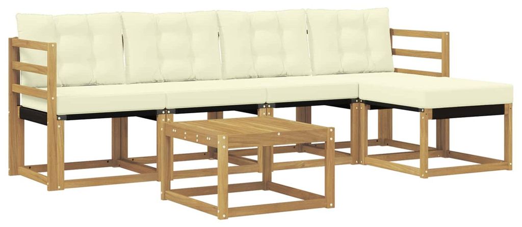 vidaXL Outdoor-Sofagarnitur mit Kissen 6 pcs Weiß und Creme