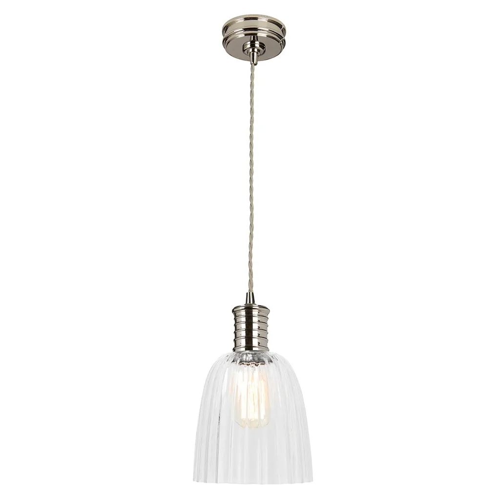 Suspension design rétro nickel poli avec douille apparente E27 Elstead - 6