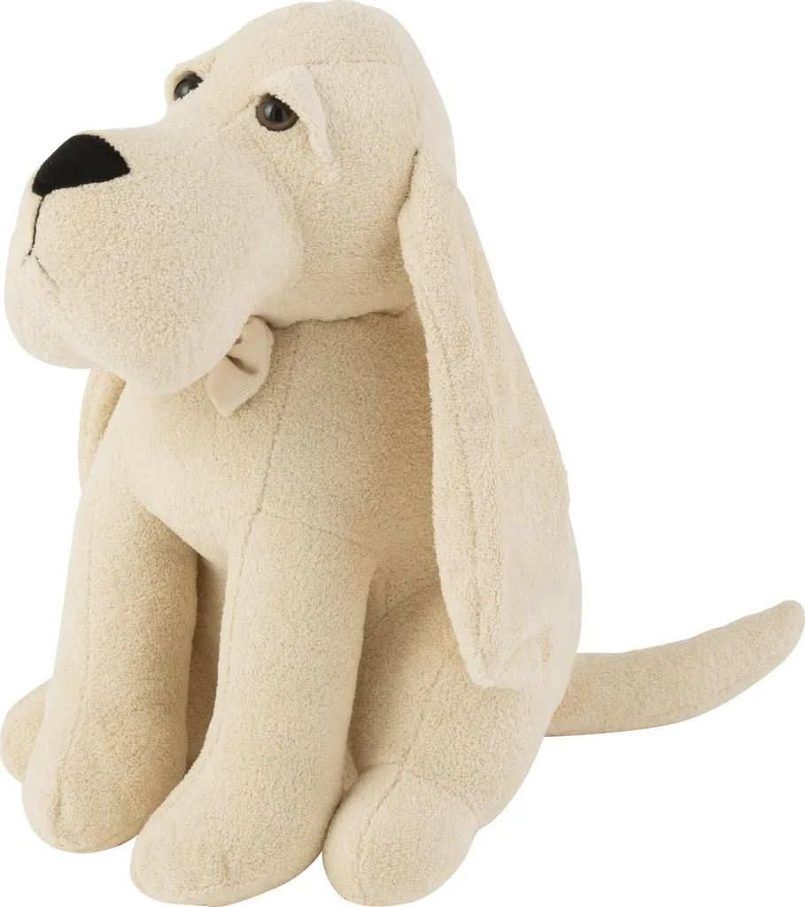 Cale-porte Chien en Tissu Bouclé Écru J-Line - Arrêt de Porte Design