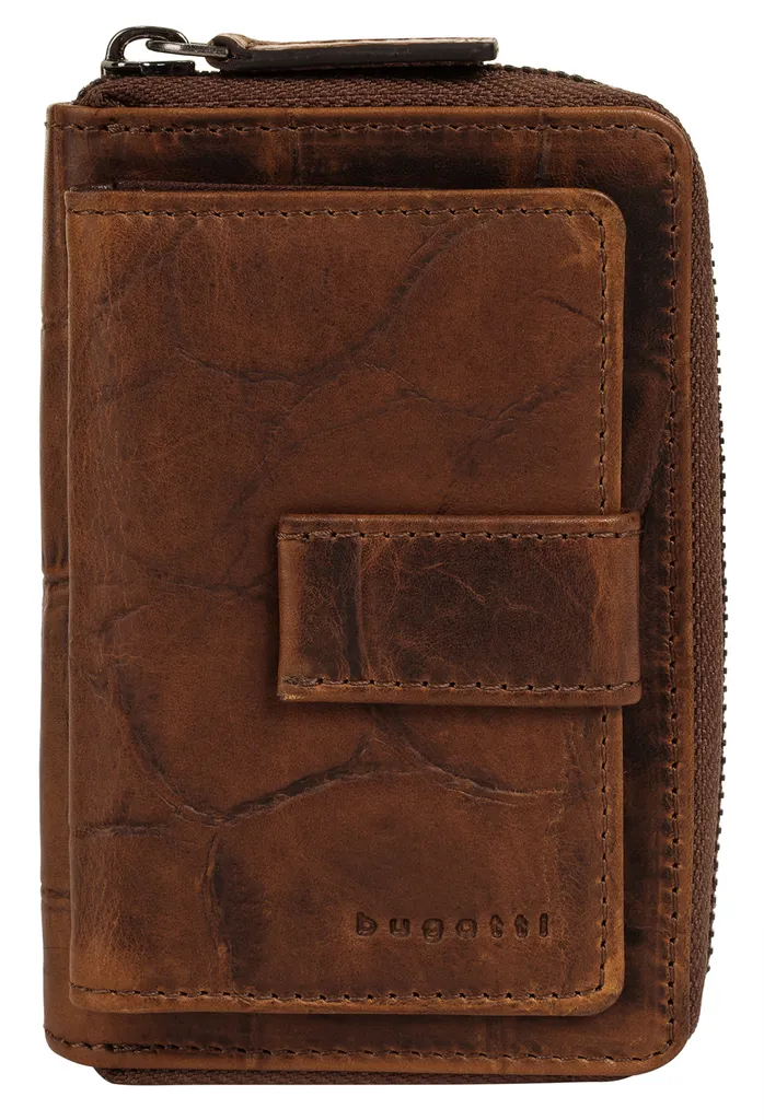 Offerta Bugatti Portafoglio Zip Wallet Cognac Marrone - Vera Pelle RFID