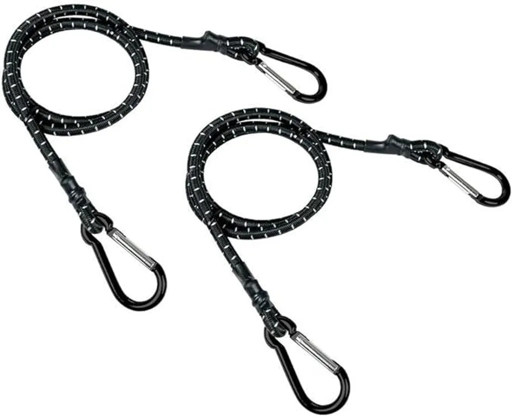 Sangle avec mousqueton robuste 250 cm en nylon noir - Lot de 2 unités