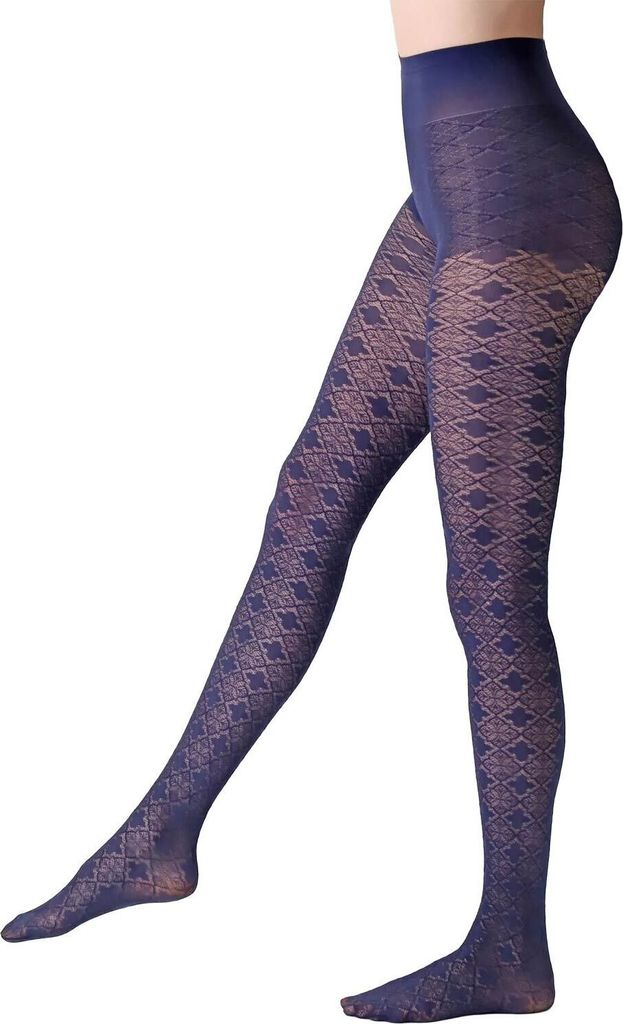 Strumpfhose JACQUARD LACE 40DEN blau-L.XL