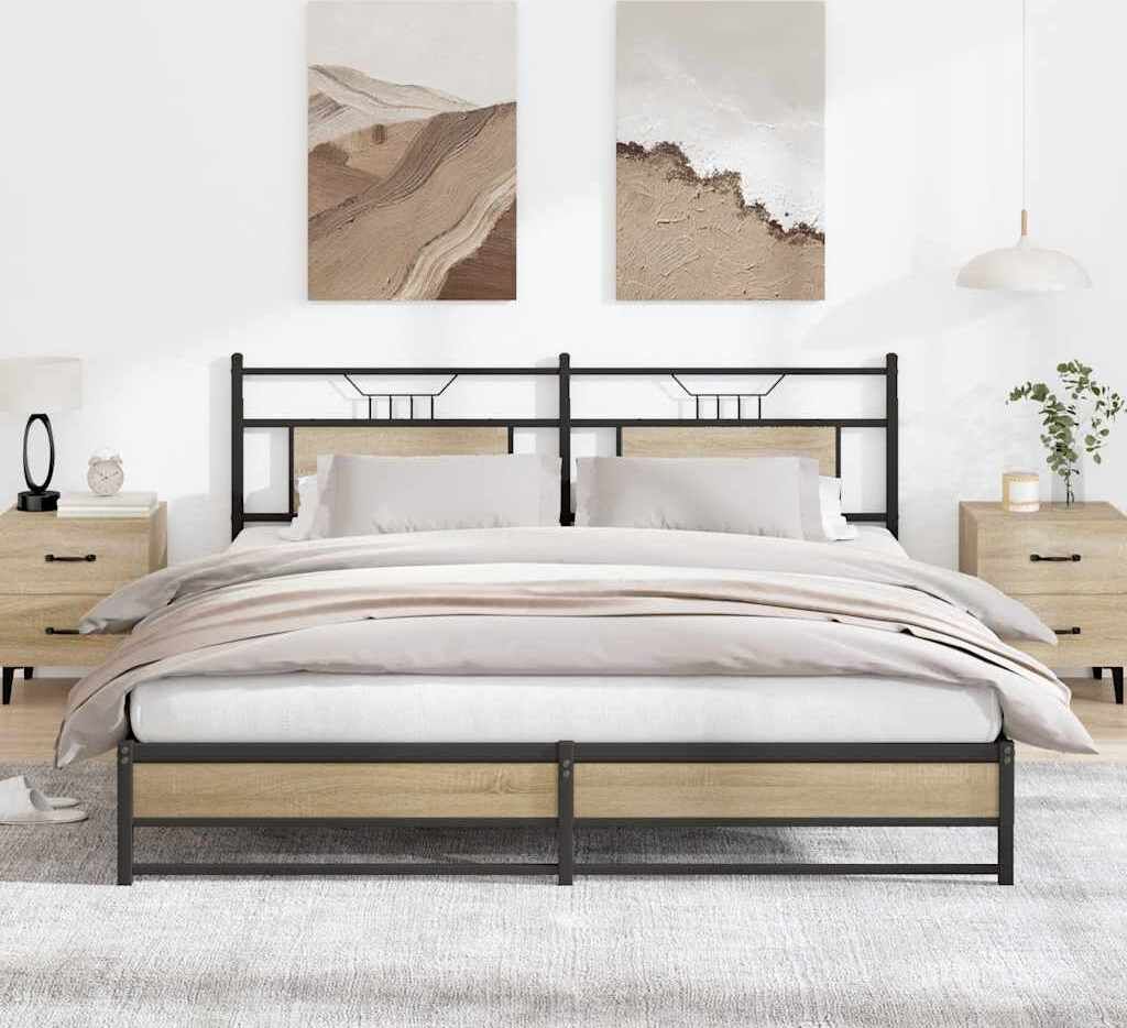 Maison Exclusive - Metallbett ohne Matratze Sonoma-Eiche 180x200 cm