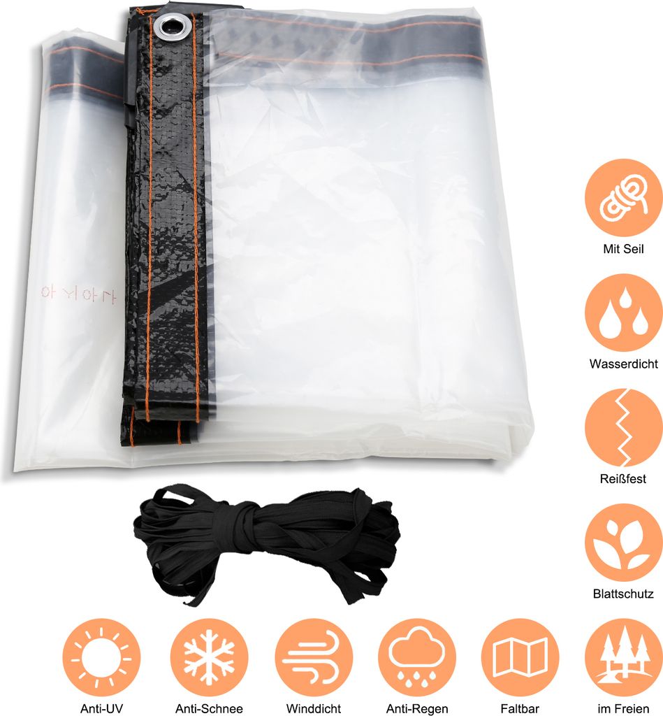 Yakimz Transparente Plane 300 × 300 cm, mit Ösen und Seil, Produktbild 3